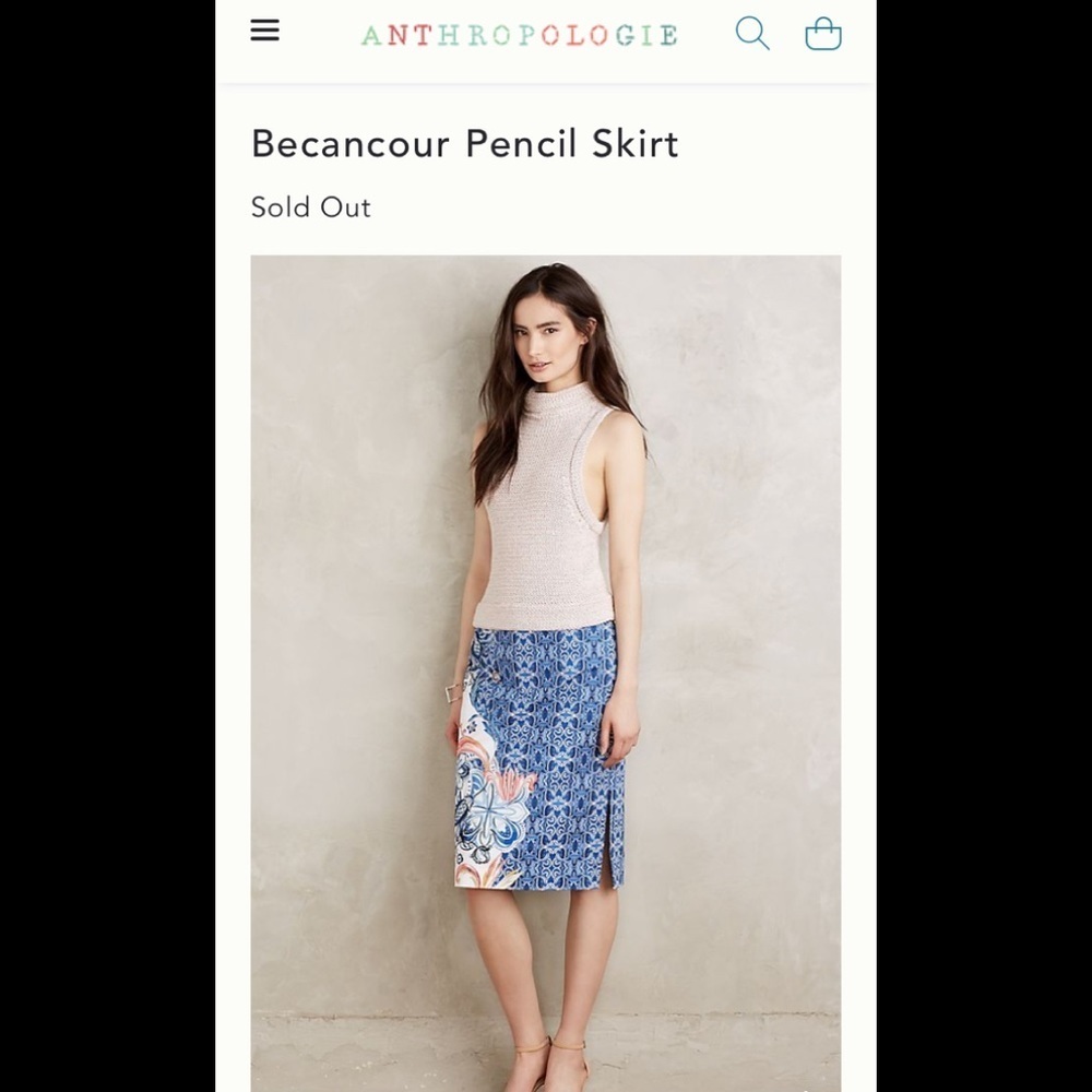 New Anthropologie Becancour pencil skirt sz 00